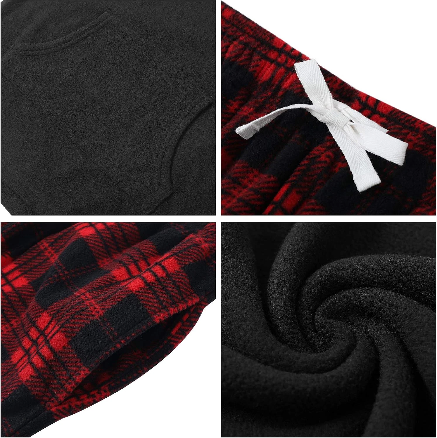 Women's Pajama Set, Black / Red Black Plaid