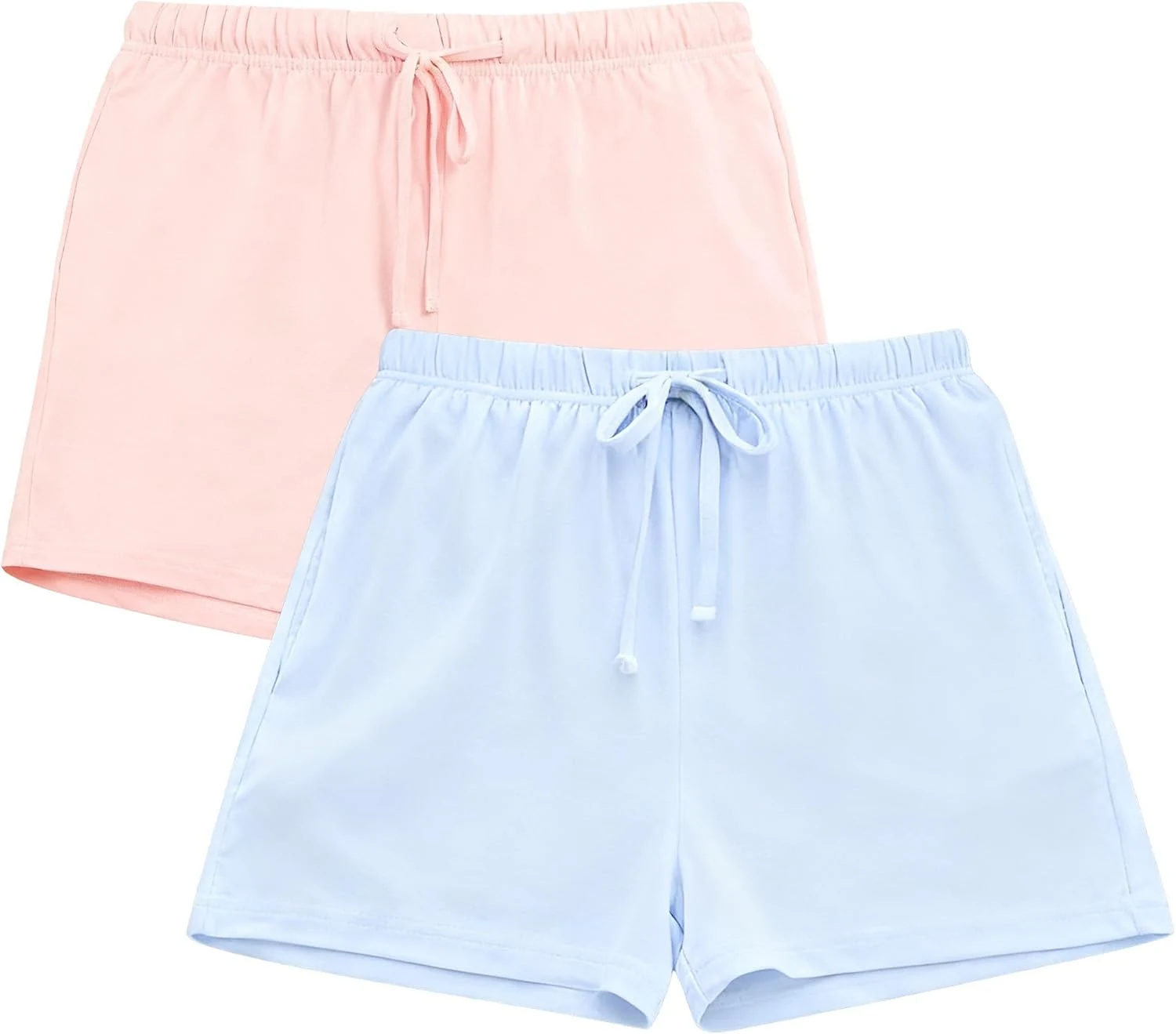 Women's Knit Lounge Shorts, Light Pink Light Blue