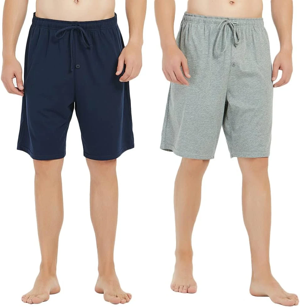 Men's Cotton Lounge Shorts, Navy / Light Grey Melange Shorts