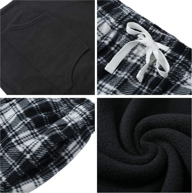 Women's Pajama Set, Black / White Black Plaid