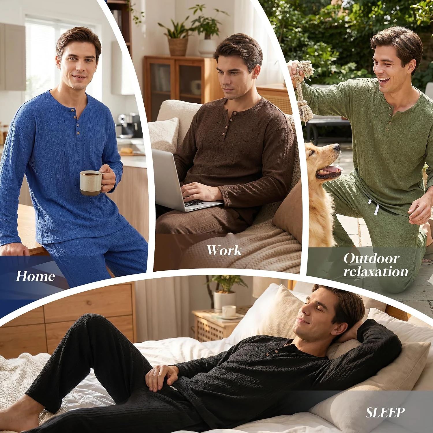 Men's Long-Sleeve Pajama Set II, Black